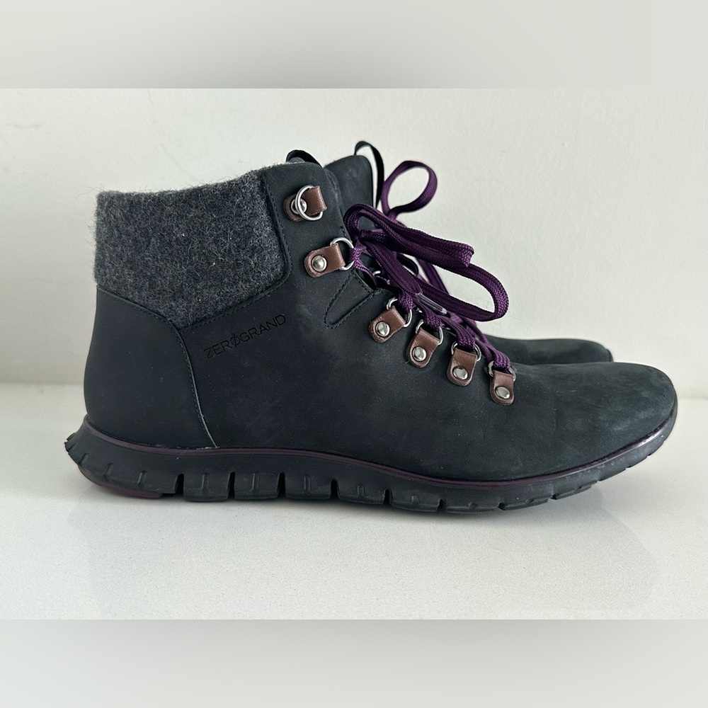 Cole Haan ZeroGrand Hiker Boots Women's 9.5B Black Gray Nubuck Waterproof B20